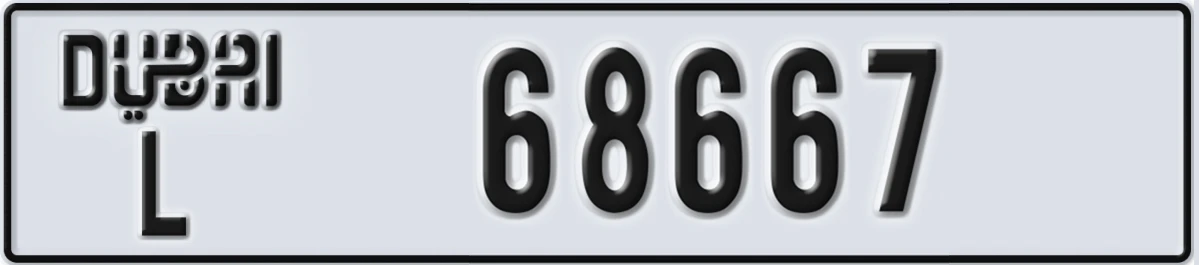 UAE License Plate Dubai L 68667