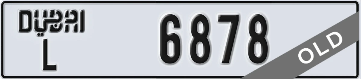 UAE License Plate Dubai L 6878