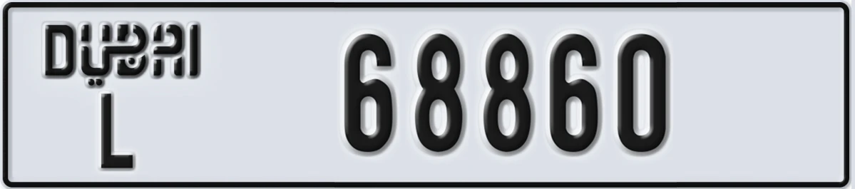 UAE License Plate Dubai L 68860