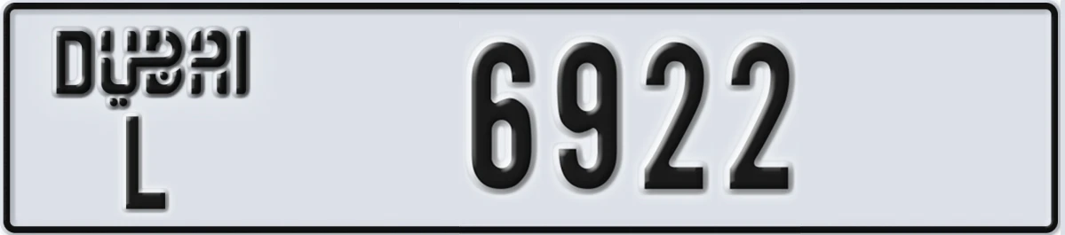 UAE License Plate Dubai L 6922