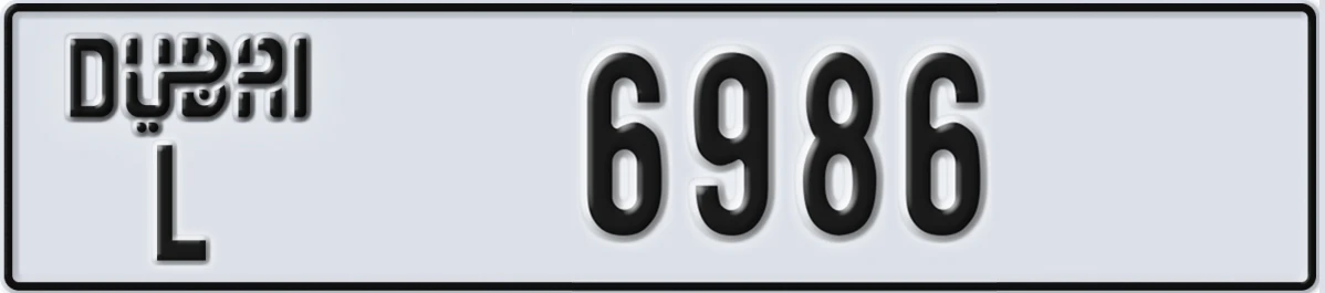 UAE License Plate Dubai L 6986