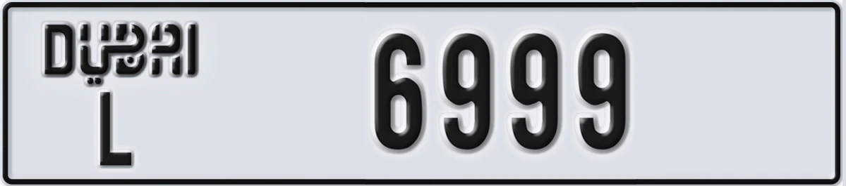 UAE License Plate Dubai L 6999