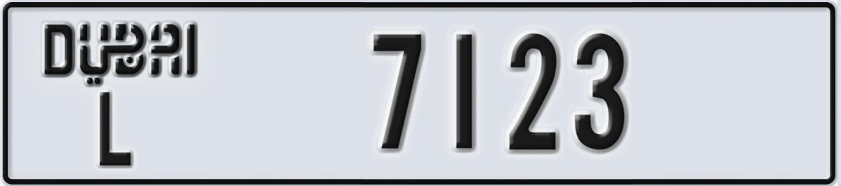 UAE License Plate Dubai L 7123