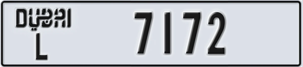 UAE License Plate Dubai L 7172