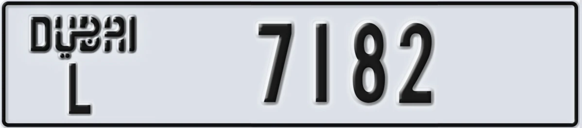 UAE License Plate Dubai L 7182