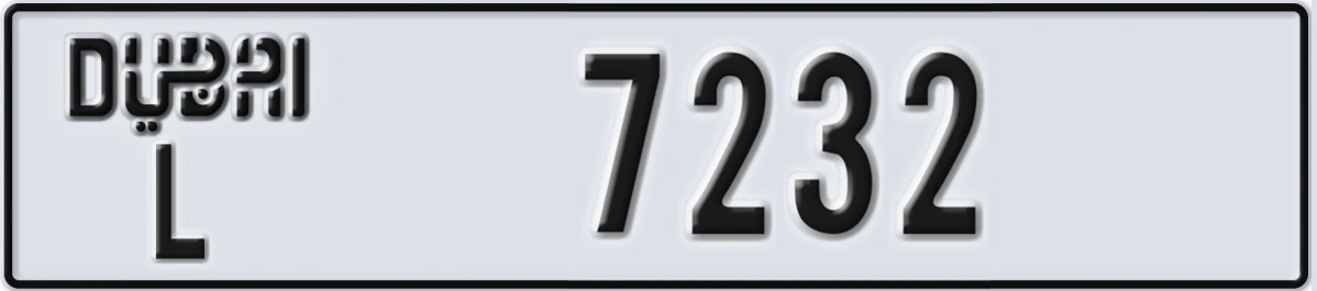 UAE License Plate Dubai L 7232