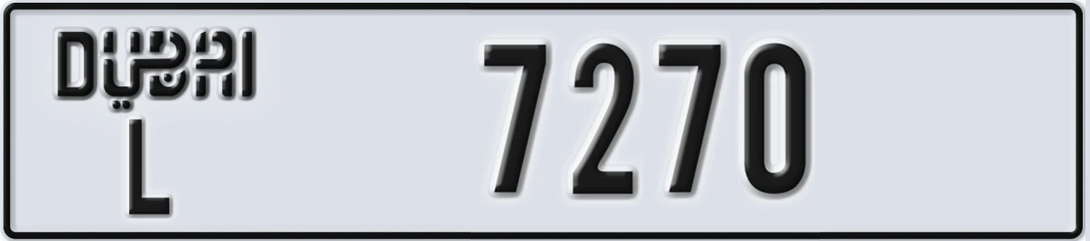 UAE License Plate Dubai L 7270