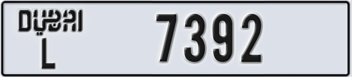 UAE License Plate Dubai L 7392