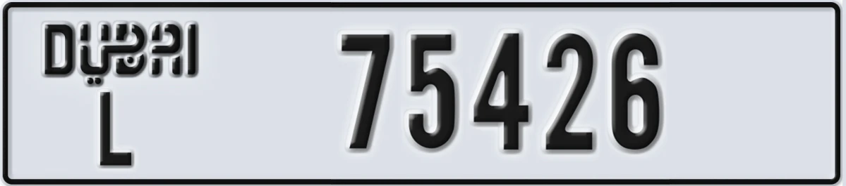 UAE License Plate Dubai L 75426