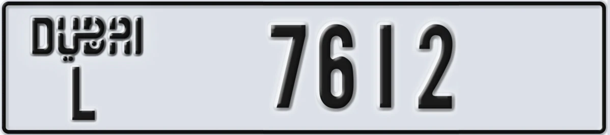 UAE License Plate Dubai L 7612