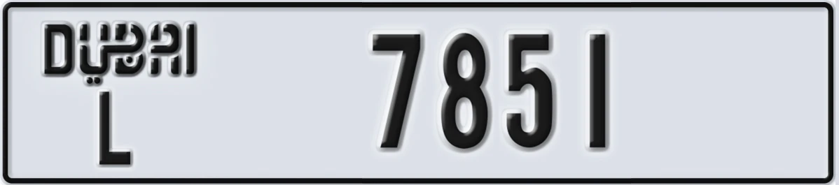 UAE License Plate Dubai L 7851
