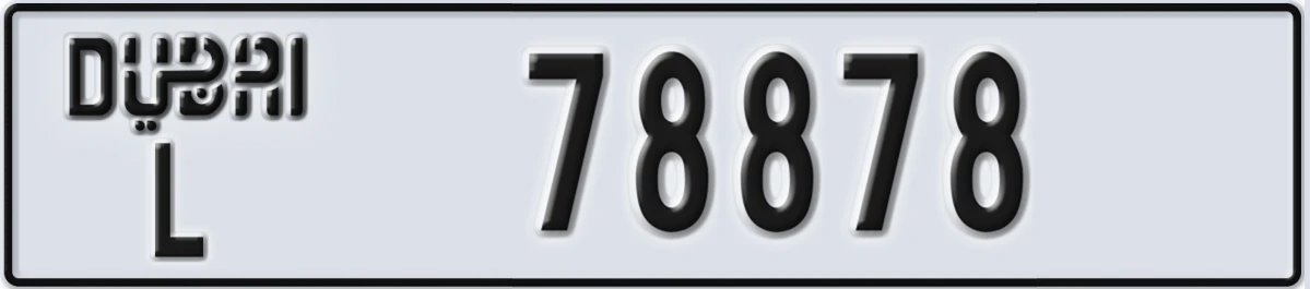 UAE License Plate Dubai L 78878