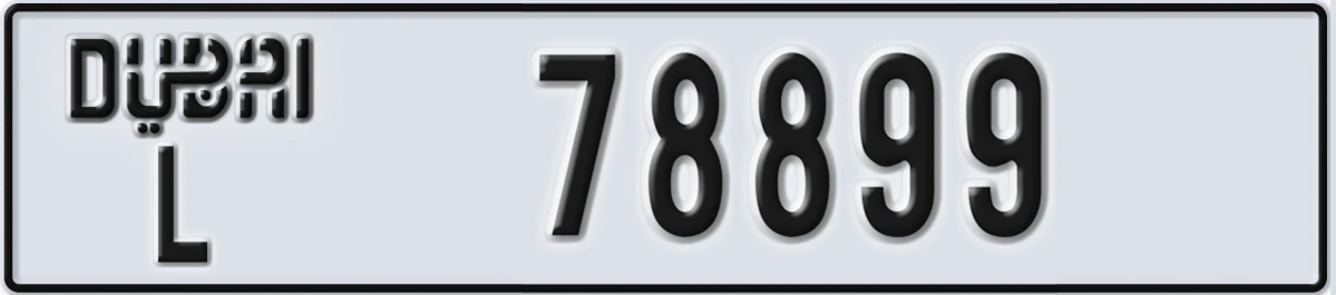 UAE License Plate Dubai L 78899