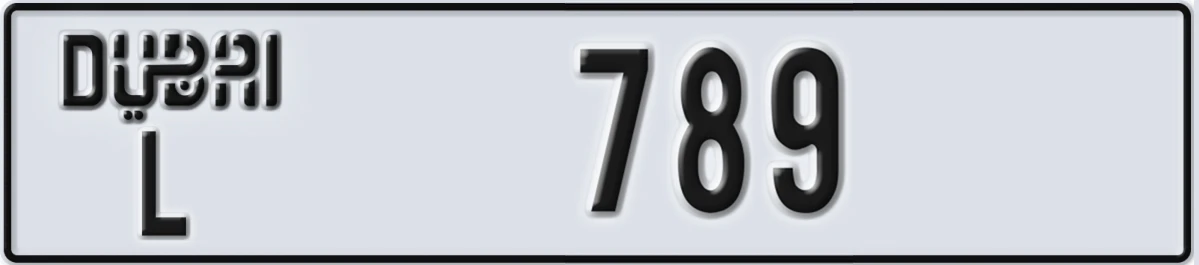 UAE License Plate Dubai L 789
