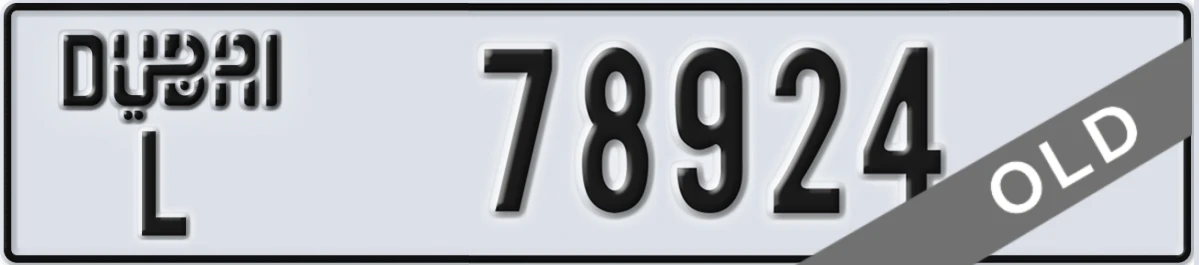UAE License Plate Dubai L 78924