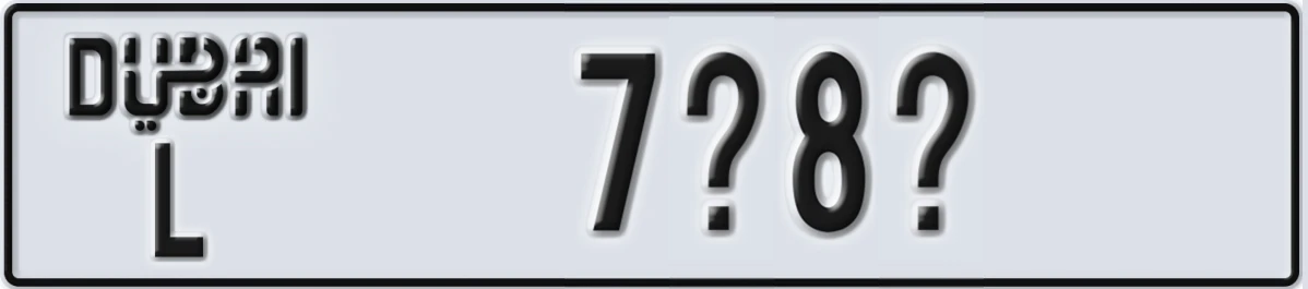 UAE License Plate Dubai L 7X8Y