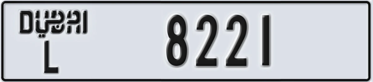 UAE License Plate Dubai L 8221