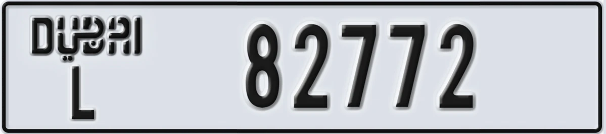 UAE License Plate Dubai L 82772