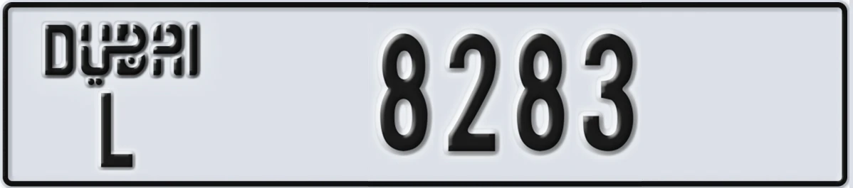 UAE License Plate Dubai L 8283