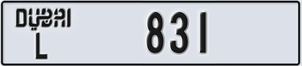 UAE License Plate Dubai L 831