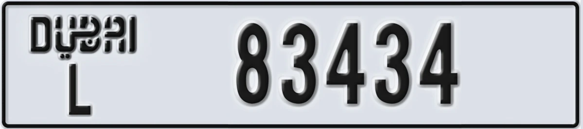 UAE License Plate Dubai L 83434