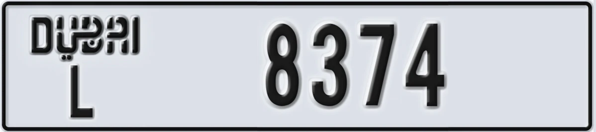 UAE License Plate Dubai L 8374
