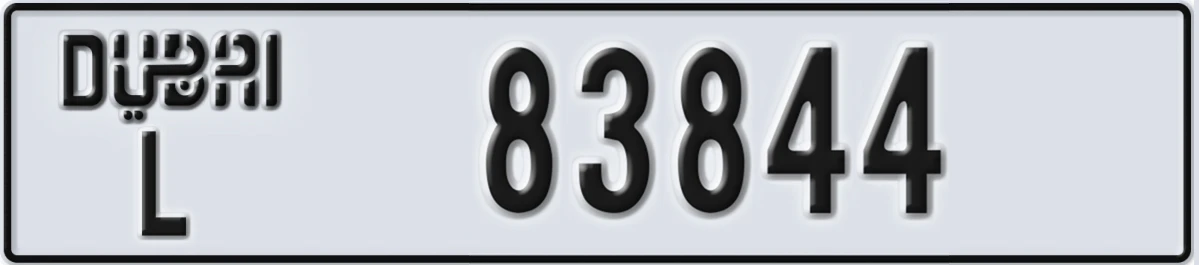 UAE License Plate Dubai L 83844