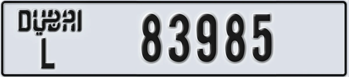 UAE License Plate Dubai L 83985