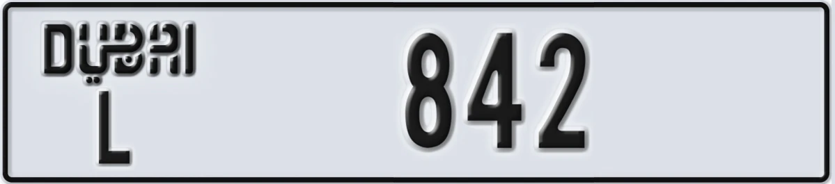 UAE License Plate Dubai L 842