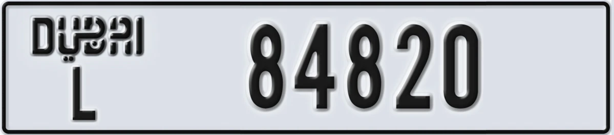UAE License Plate Dubai L 84820