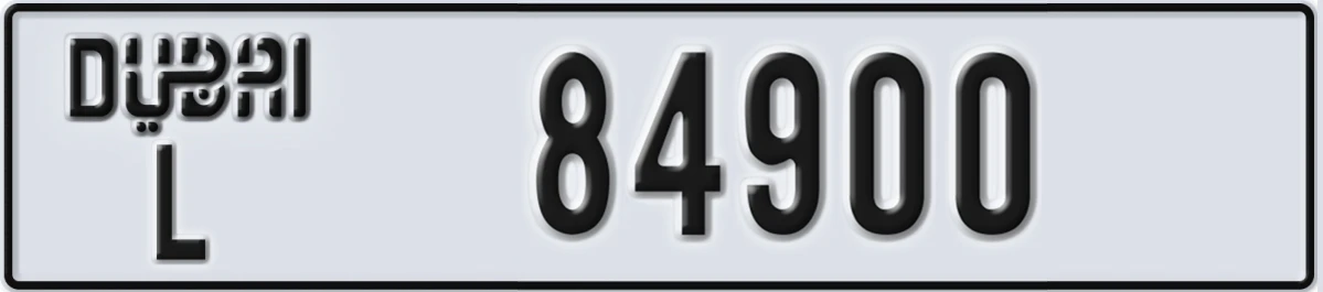 UAE License Plate Dubai L 84900