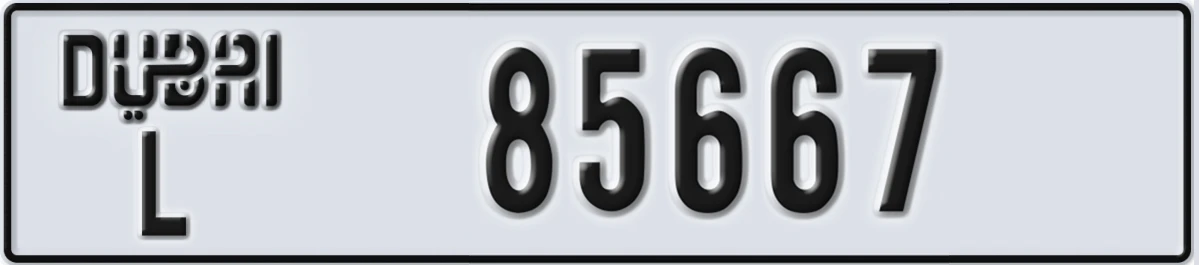 UAE License Plate Dubai L 85667