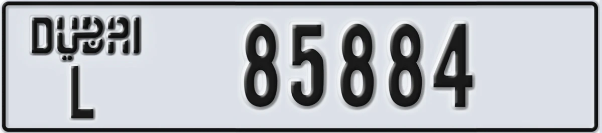 UAE License Plate Dubai L 85884