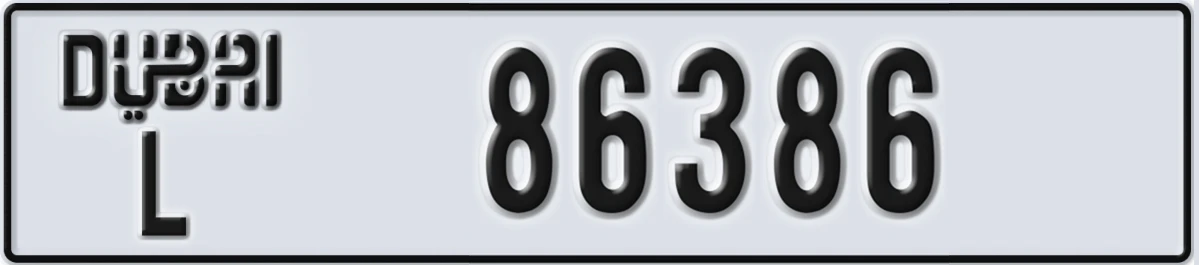 UAE License Plate Dubai L 86386
