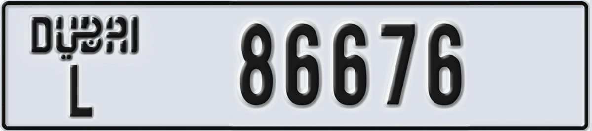 UAE License Plate Dubai L 86676