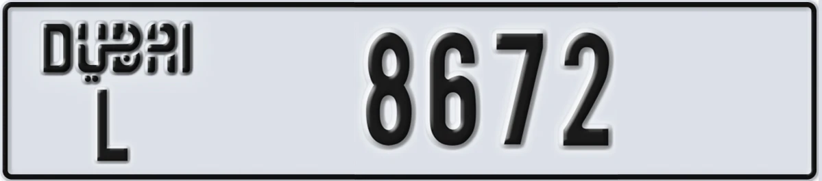 UAE License Plate Dubai L 8672