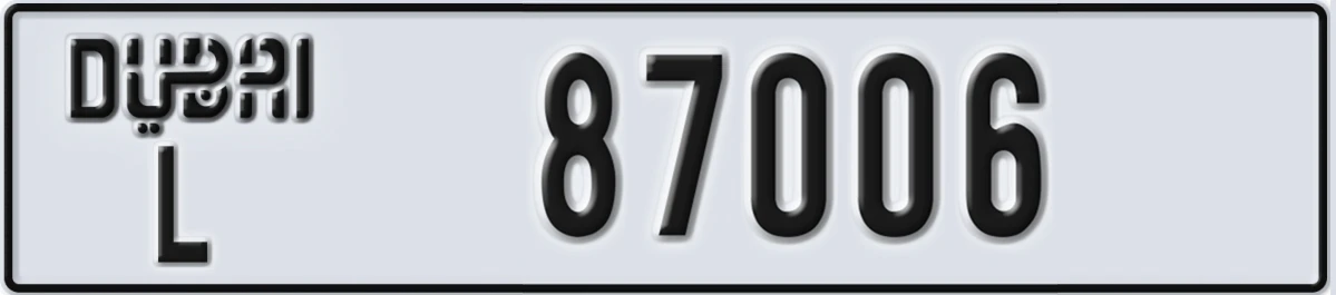 UAE License Plate Dubai L 87006