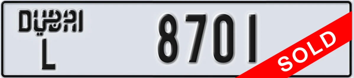 UAE License Plate Dubai L 8701