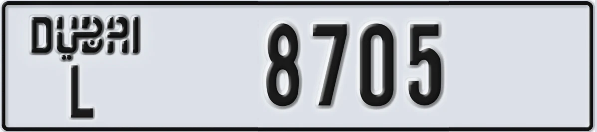 UAE License Plate Dubai L 8705