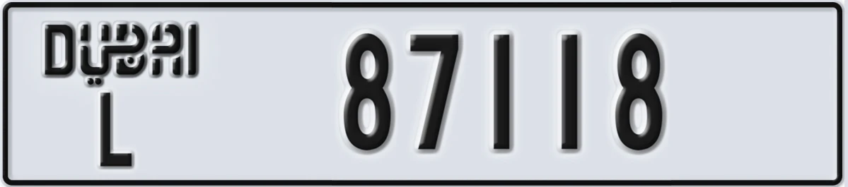 UAE License Plate Dubai L 87118