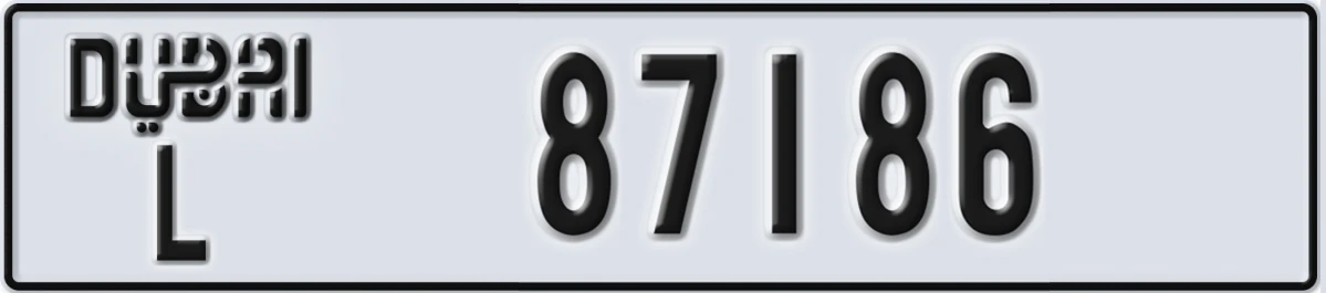 UAE License Plate Dubai L 87186