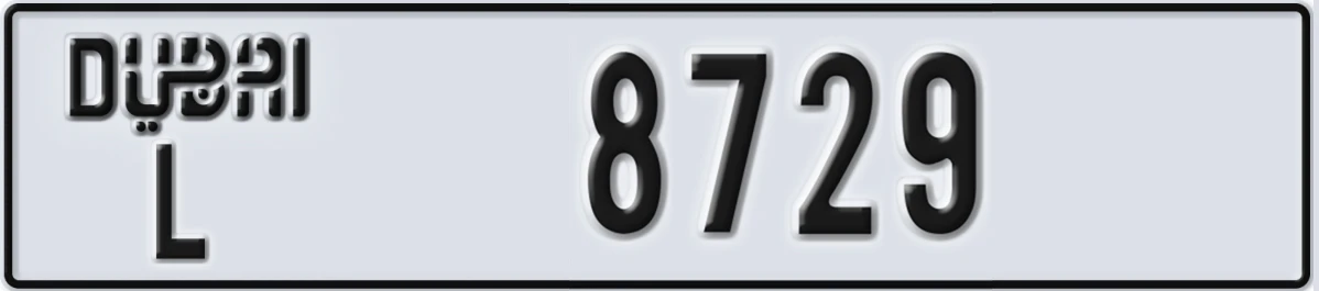 UAE License Plate Dubai L 8729