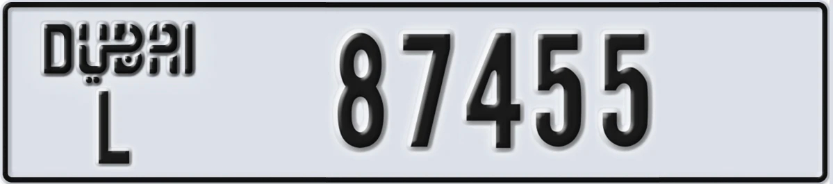 UAE License Plate Dubai L 87455