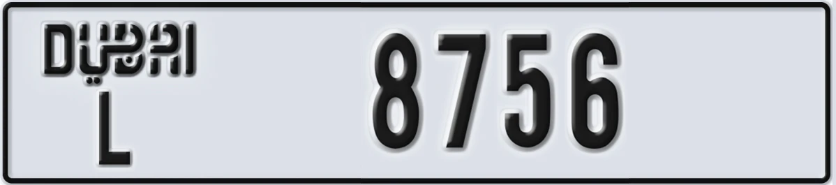 UAE License Plate Dubai L 8756