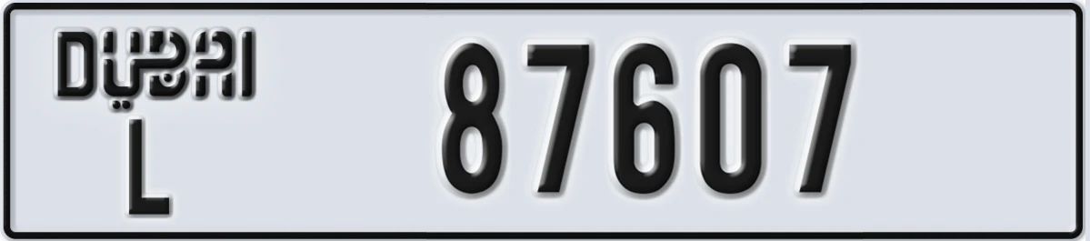 UAE License Plate Dubai L 87607