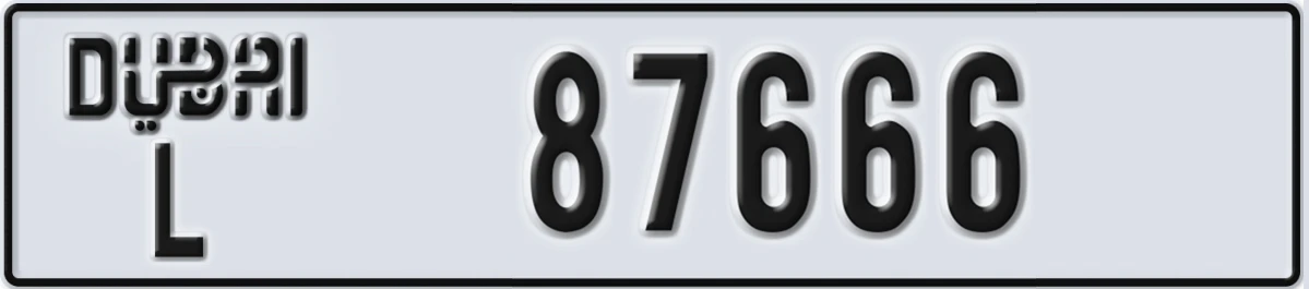 UAE License Plate Dubai L 87666
