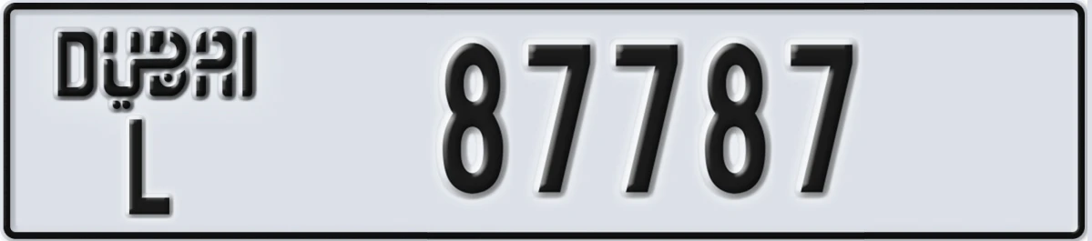 UAE License Plate Dubai L 87787