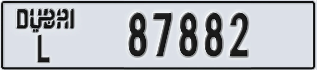 UAE License Plate Dubai L 87882