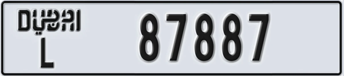 UAE License Plate Dubai L 87887