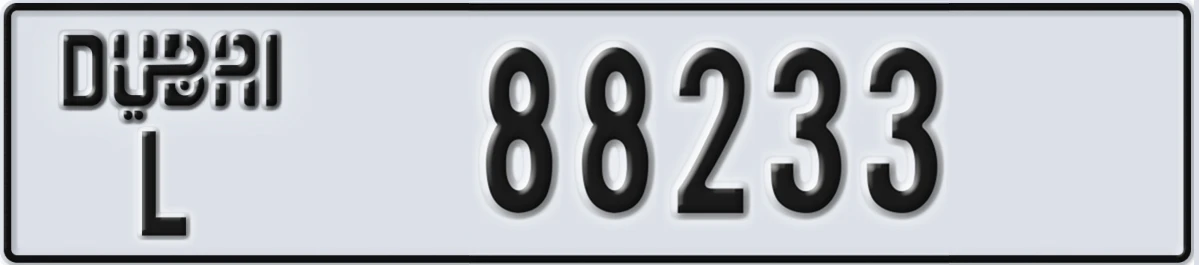 UAE License Plate Dubai L 88233